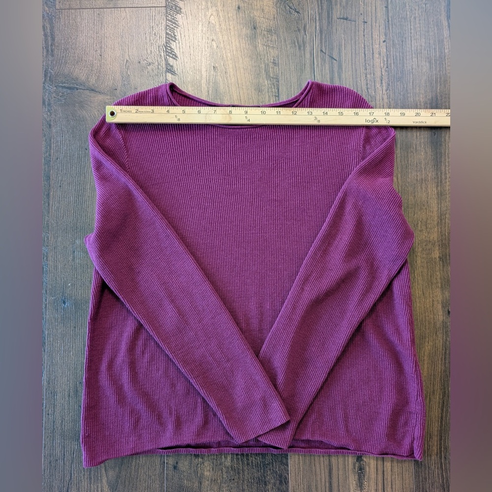 Eileen Fisher Jewel Neck Linen/Cotton Pullover Sweater Purple Size Medium - Picture 9 of 10